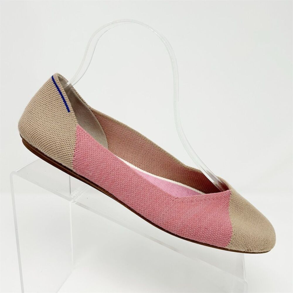 Rothy's x Marta Ferri Women's Flats Size 8.5 Rose Pink Tan Camel Casual Chic